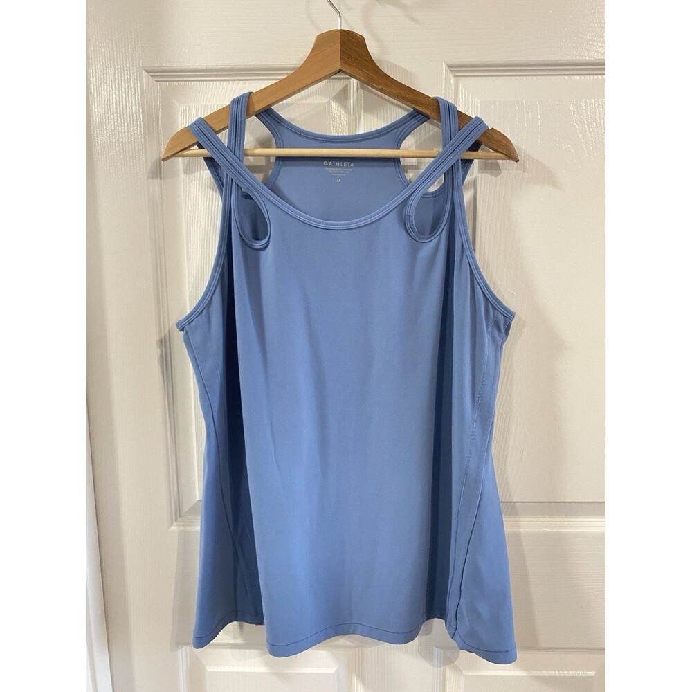 Athleta Shanti Asana Blue Criss Cross Tank Top WMNS 2X Athletic Activewear Gym - Picture 2 of 5